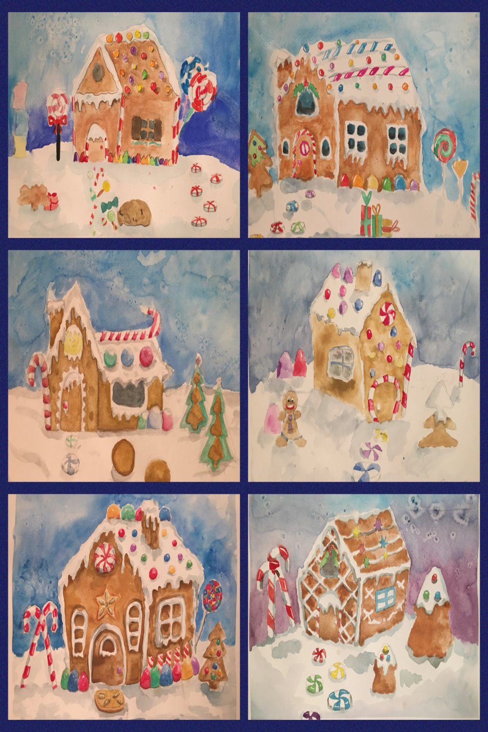 Art Room Britt: Gingerbread House with Candy in Watercolor