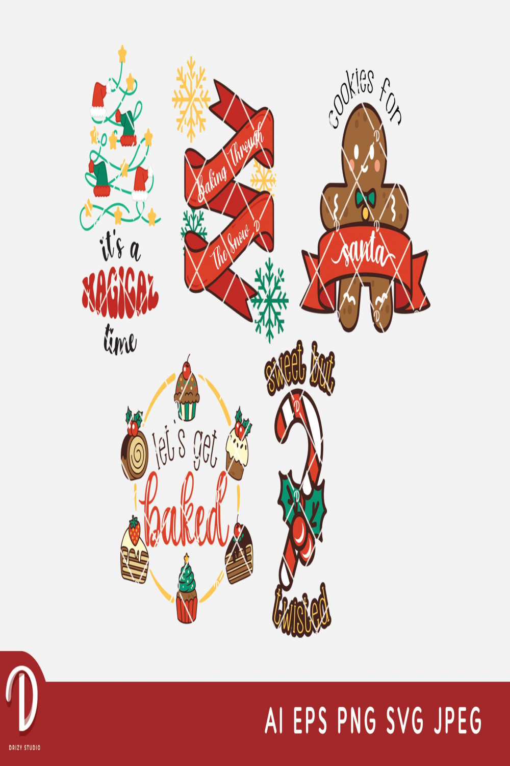 Baking Pun Funny Christmas Quotes - Set of  - Drizy Studio