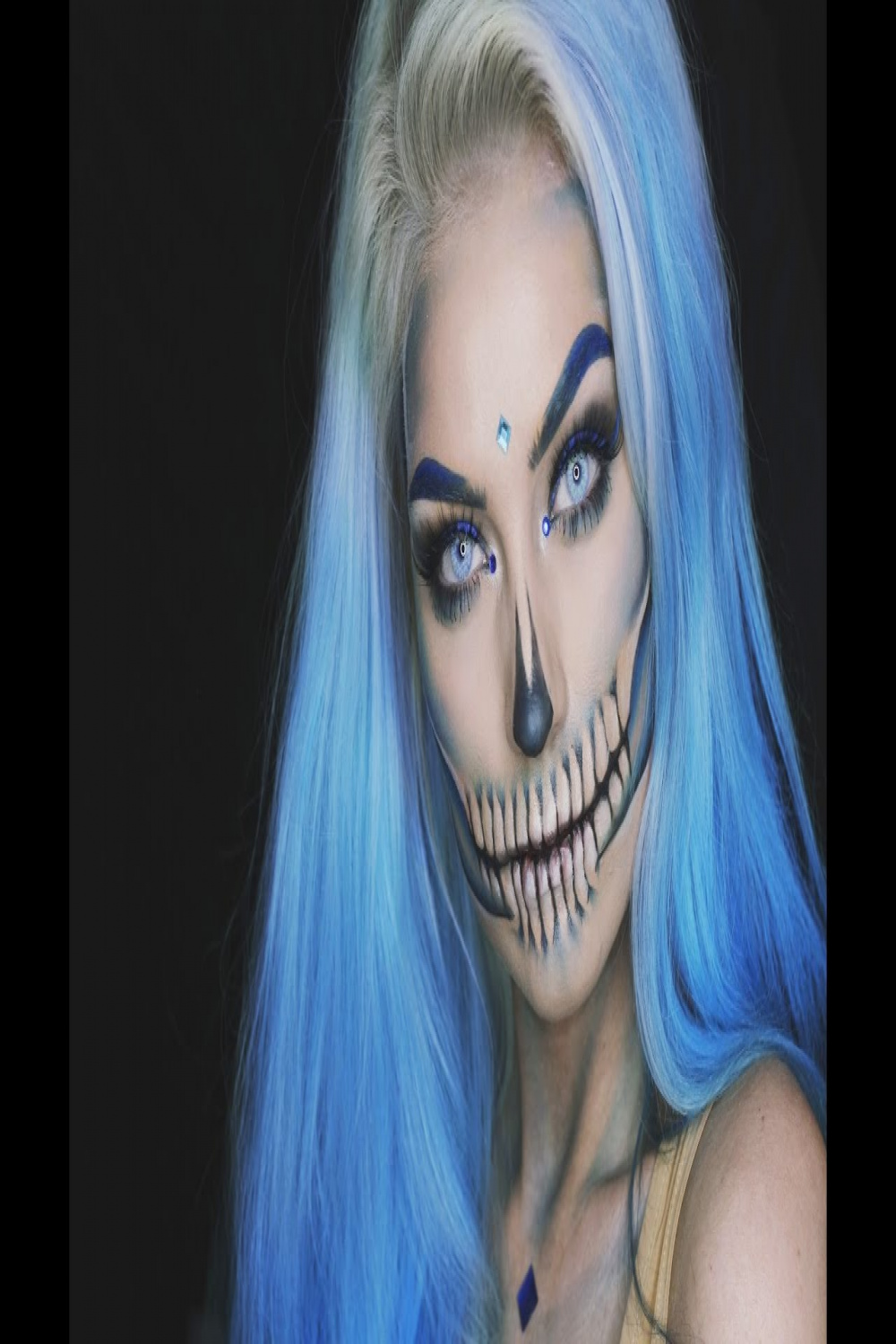 BLUE GLAM SKULL Halloween Makeup Tutorial