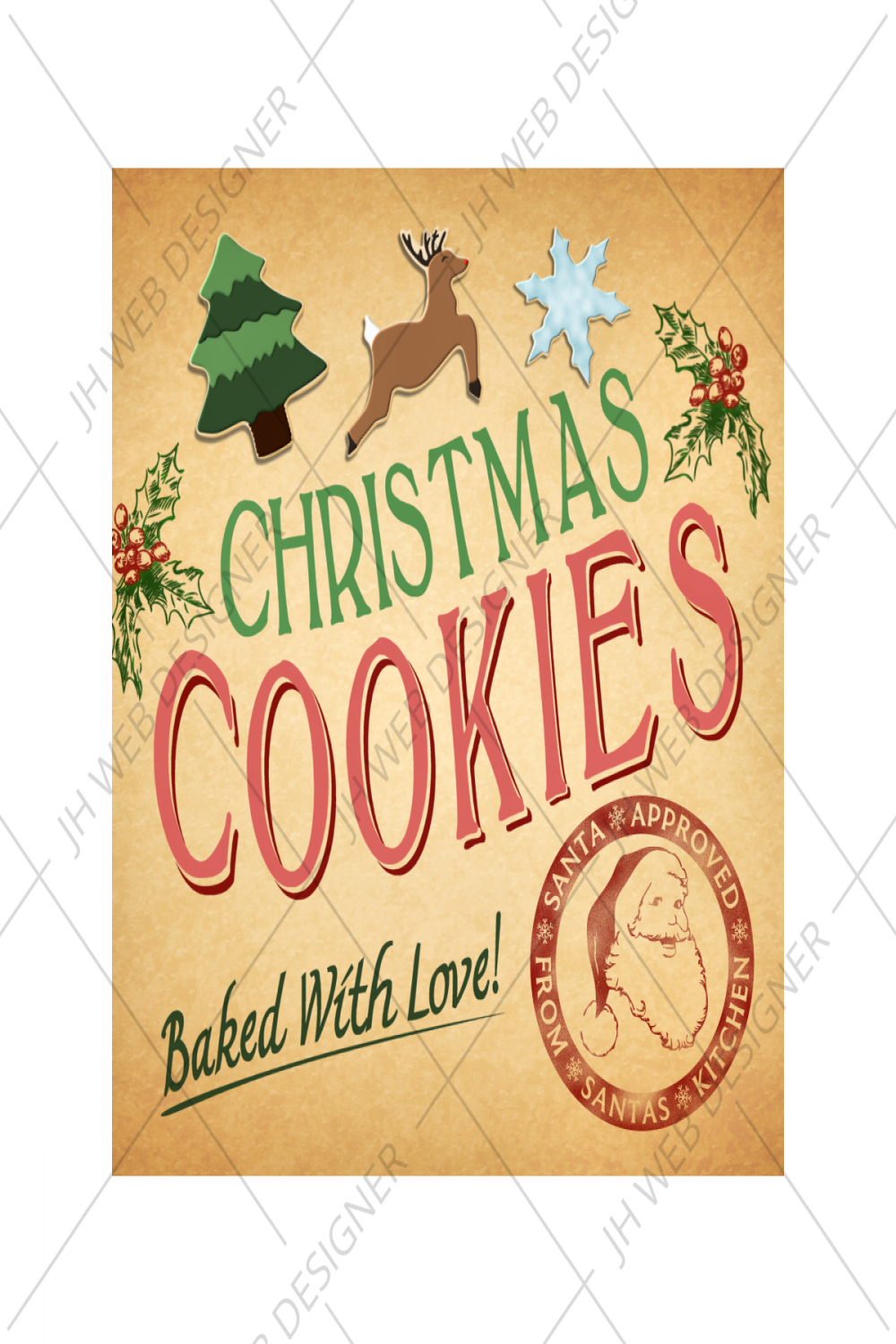 Christmas Cookies Baked with Love Sticker Label Design  JH Web