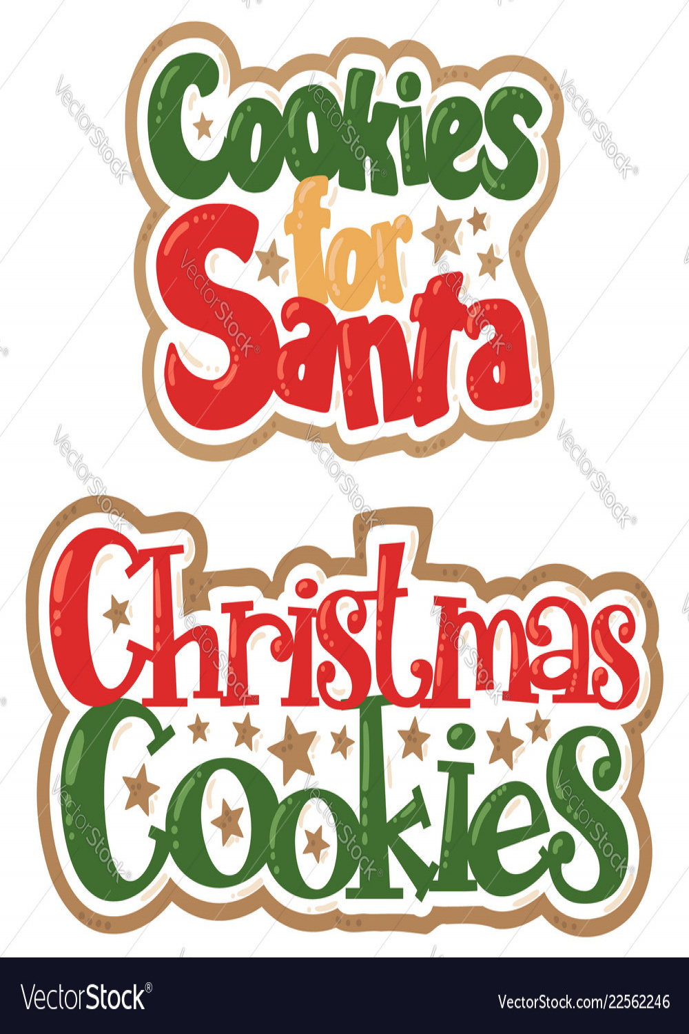 Christmas cookies for santa titles Royalty Free Vector Image