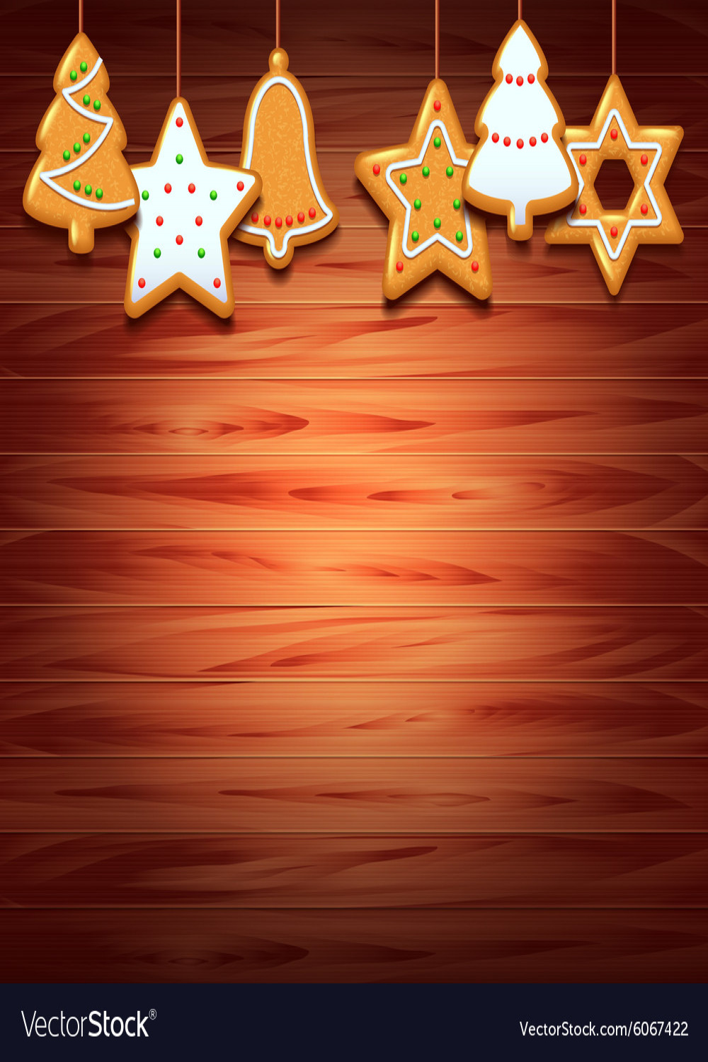 Christmas cookies on wood background Royalty Free Vector