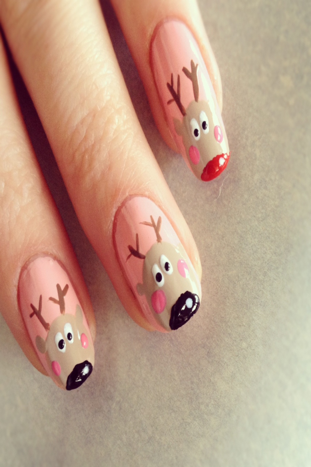 christmas nails! rudolph nail art: — Caroline Burke  Burkatron