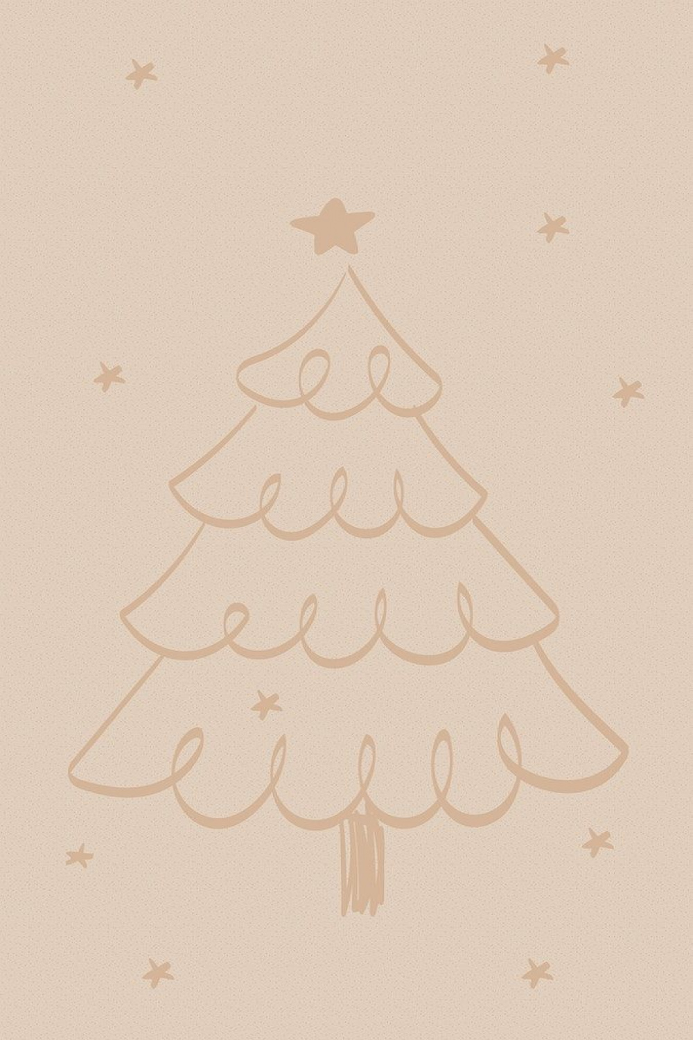 Christmas tree mobile wallpaper, winter season doodle in brown