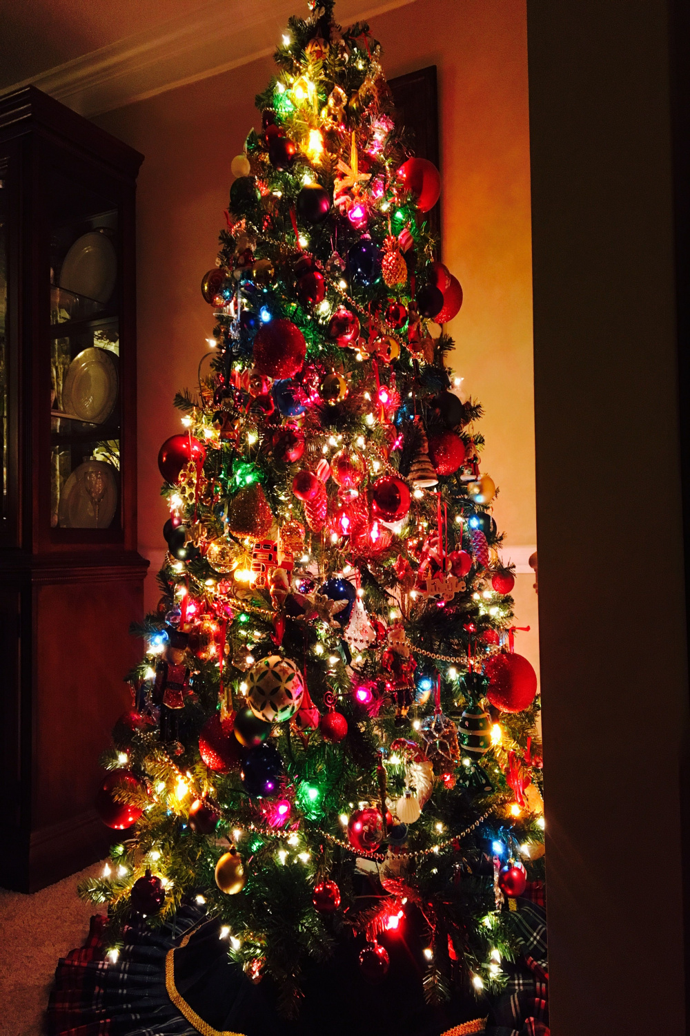 Christmas tree with multi color lights  Christmas tree with