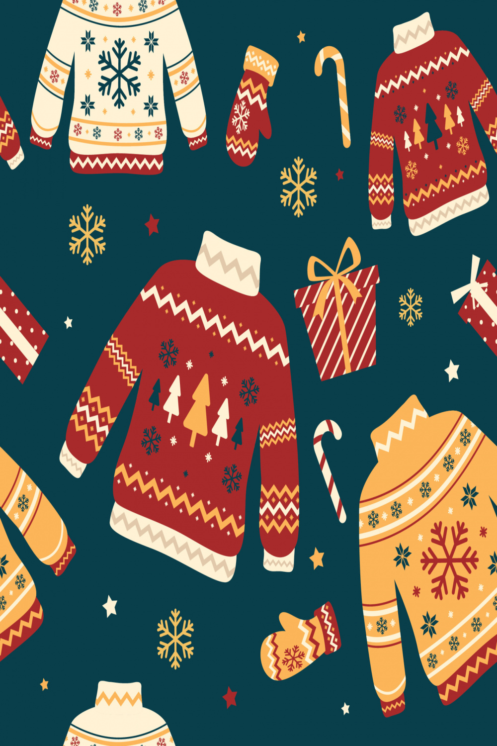 Christmas Ugly Sweater Seamless Background  Vector Art at