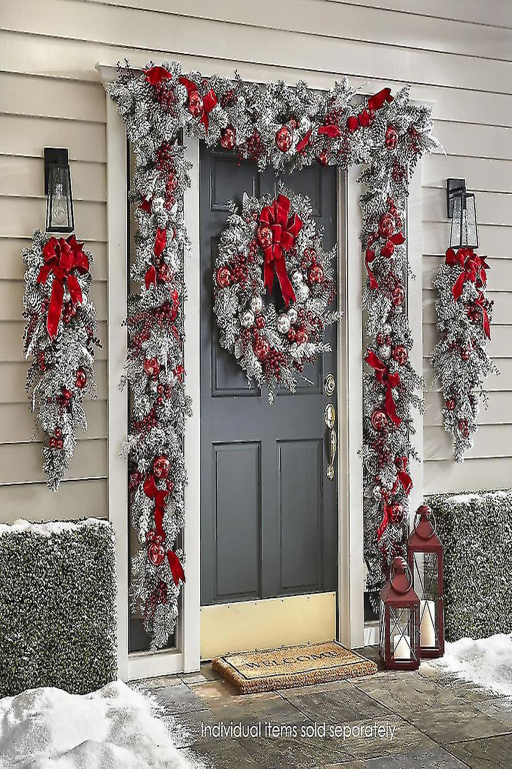 Christmas Wreath Outdoor  Xmas Decorations Signs Home Garden Office  Porch Front Door Hanging Garland  New Year Decor X