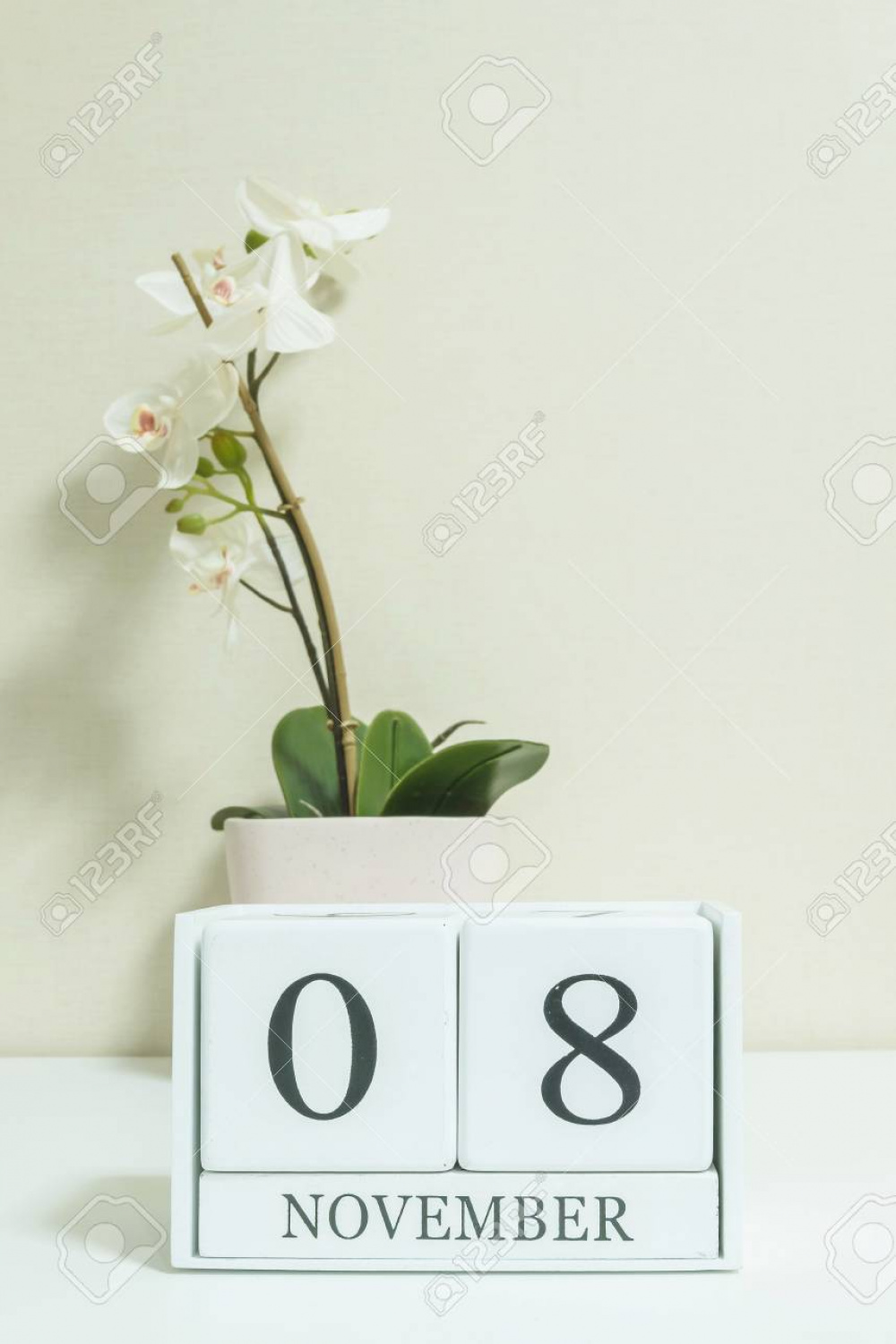 Closeup White Wooden Calendar With Black  November Word With