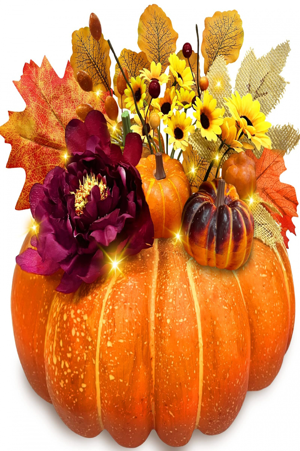 cm Super Giant Prelit Pumpkin Thanksgiving Decorations  Lights   Sunflowers  Maple Leaves  Styles Fake Pumpkins  Berry Stems Peonies  Battery