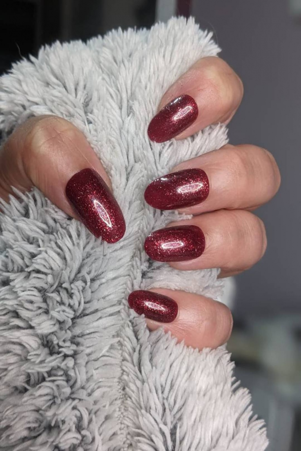 Dark Red Glitter Press On False Nails christmas nails - Etsy