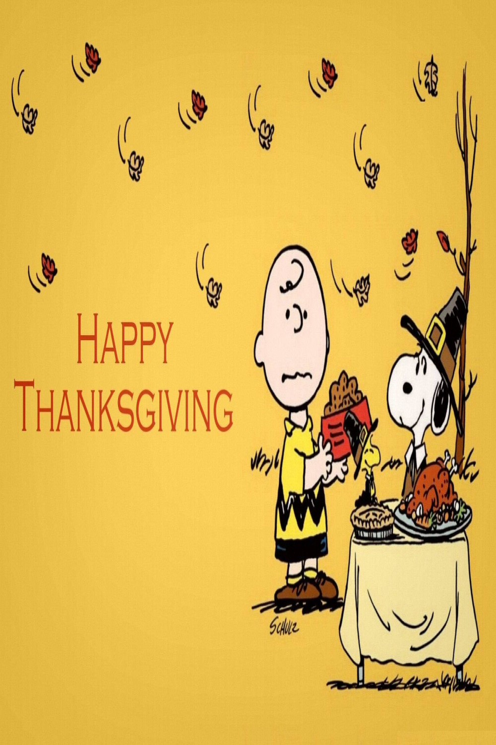 Download Yellow Thanksgiving Aesthetic Snoopy Wallpaper