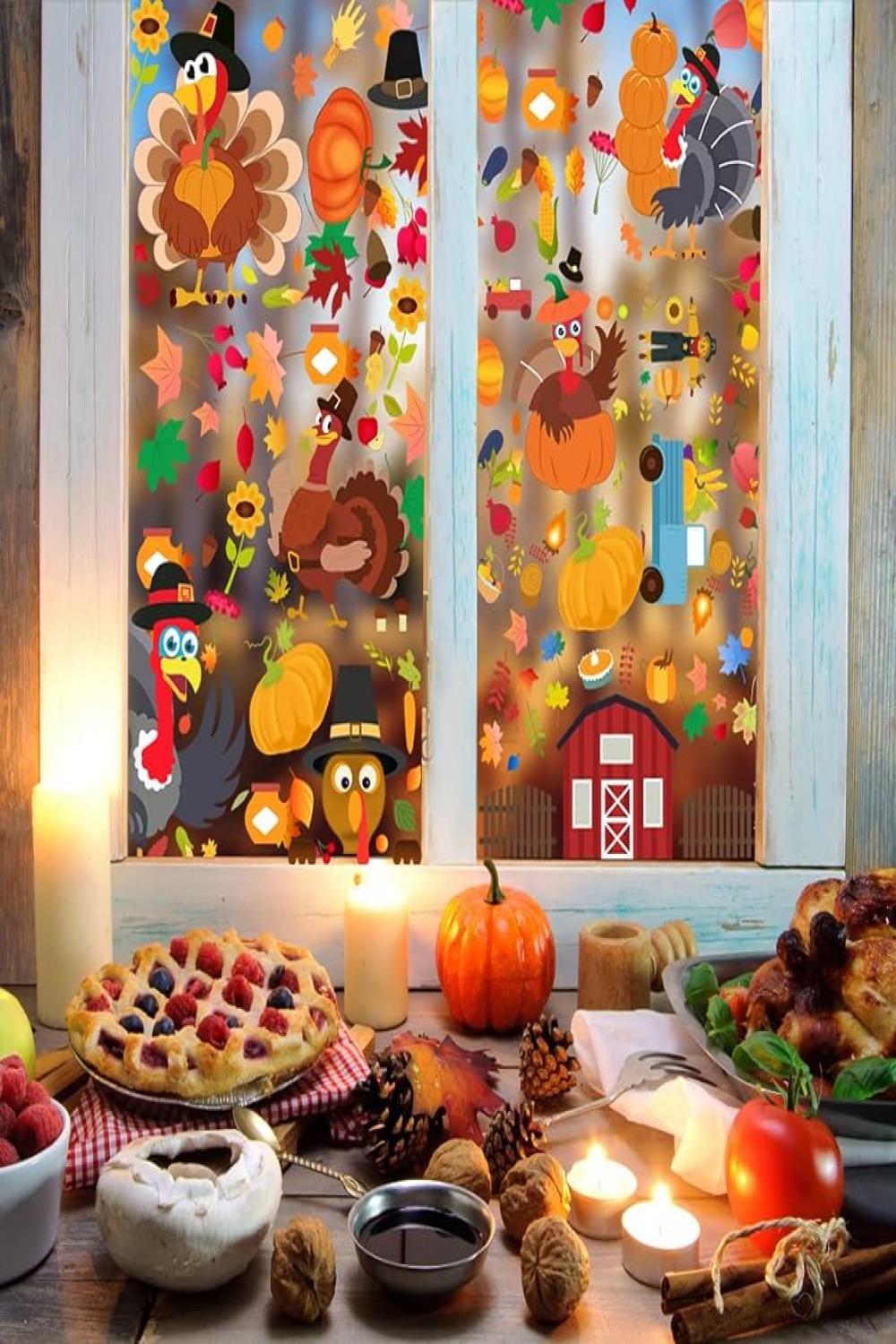 DUILE  Pieces Thanksgiving Window Clamps for Autumn Window Decoration  for Offices, Autumn Window Leaves Home School Office Thanksgiving Party