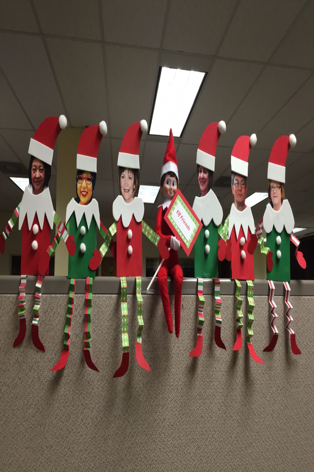 Elf on the shelf at the office. Elf Friends