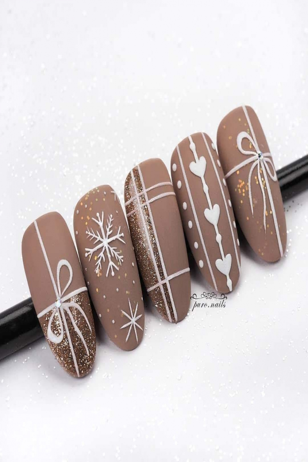 EMBOSSED LOAFERS  Christmas gel nails, Xmas nails, Brown nails design