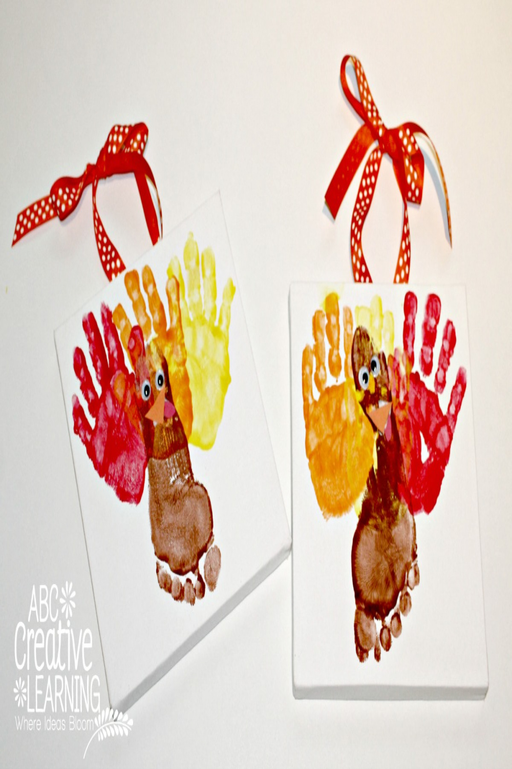 Handprint and Footprint Turkey Kids Craft Canvas Art