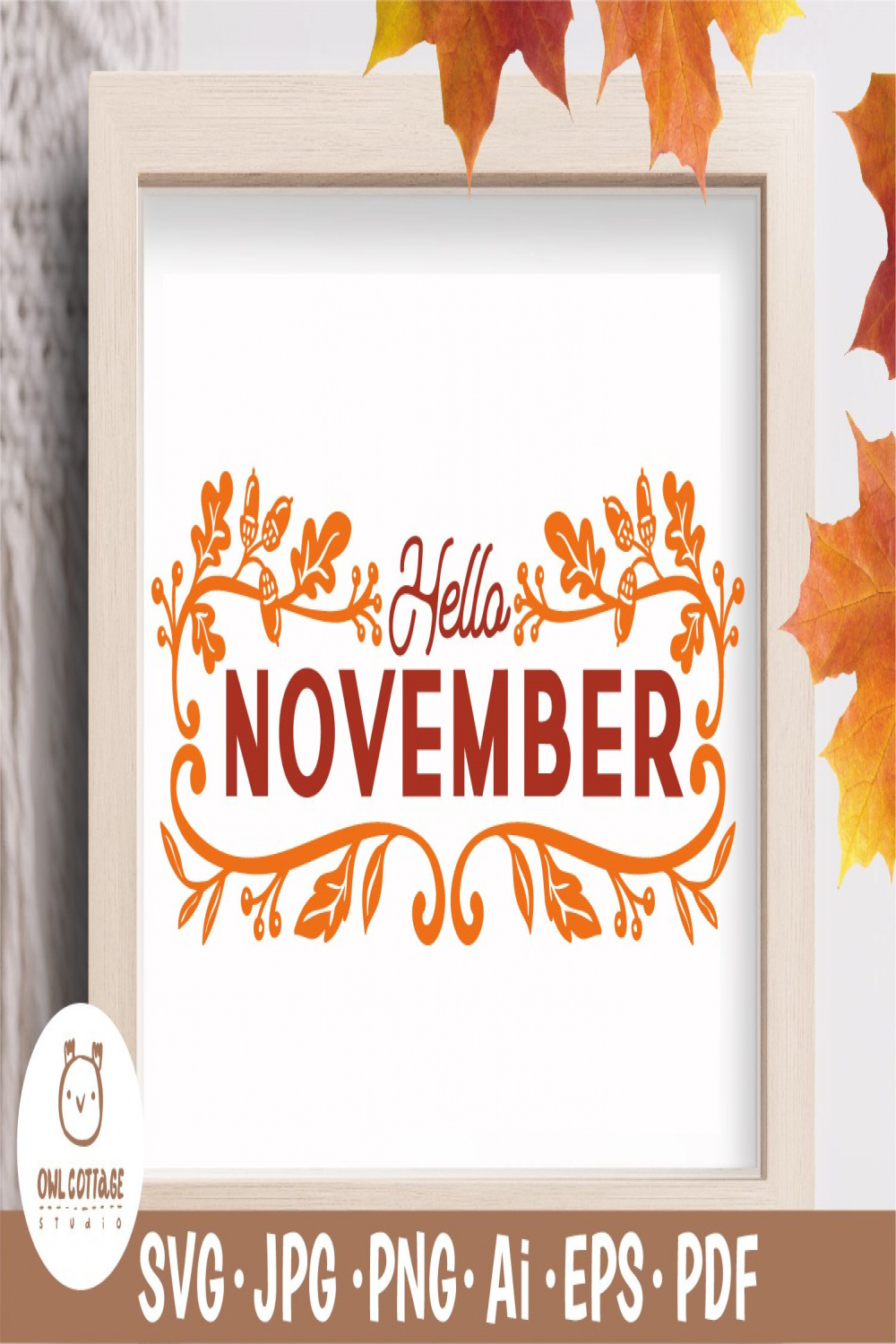 Hello November Clipart svg, Floral Hello November Lettering