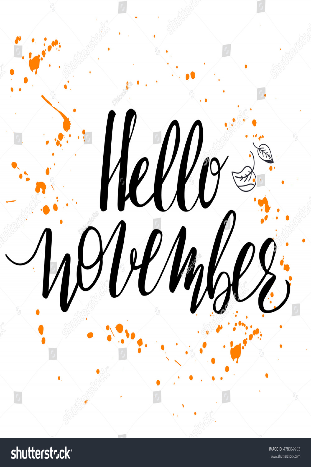 Hello November Template Modern Hand Lettering: Stock-Vektorgrafik