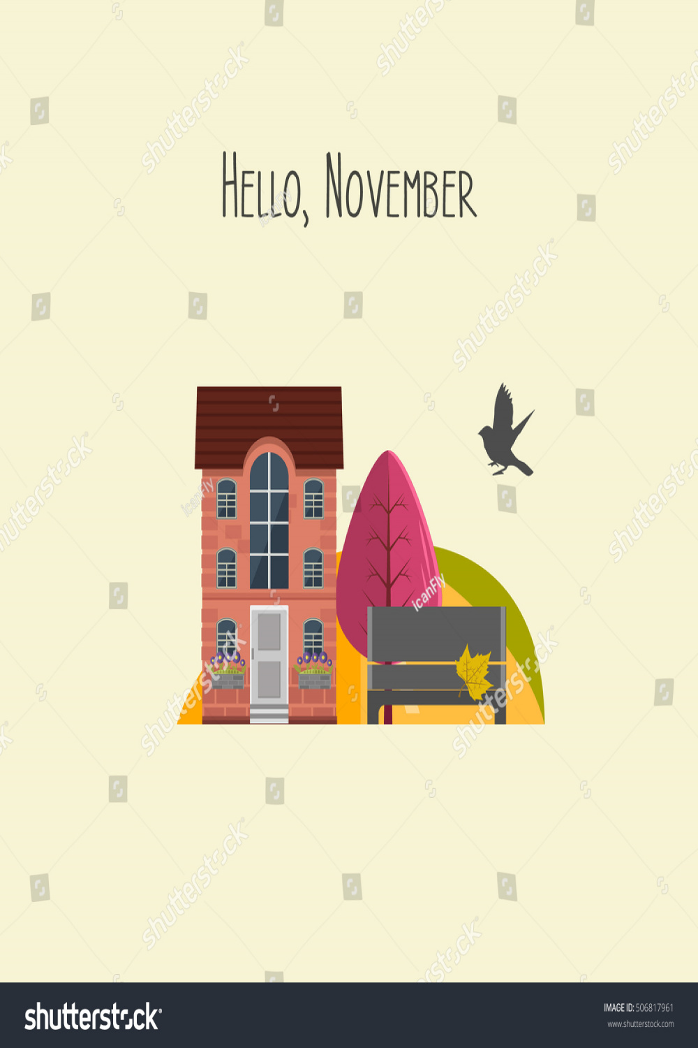 Hello November Vector Illustration Eps Cute Stock Vector