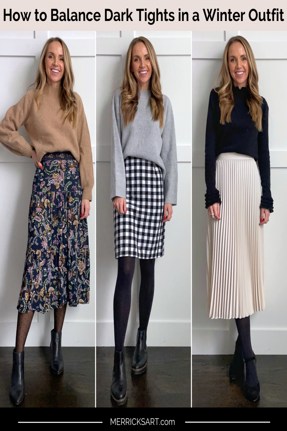 How to Balance Dark Tights in a Winter Outfit - Merrick