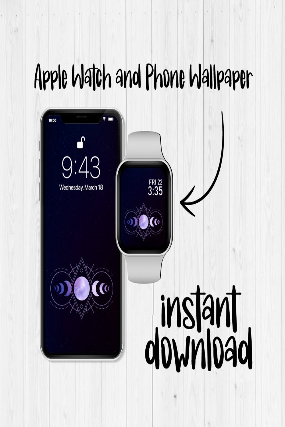 Moon Phase Apple Watch Wallpaper iPhone Hintergrund Digital - Etsy