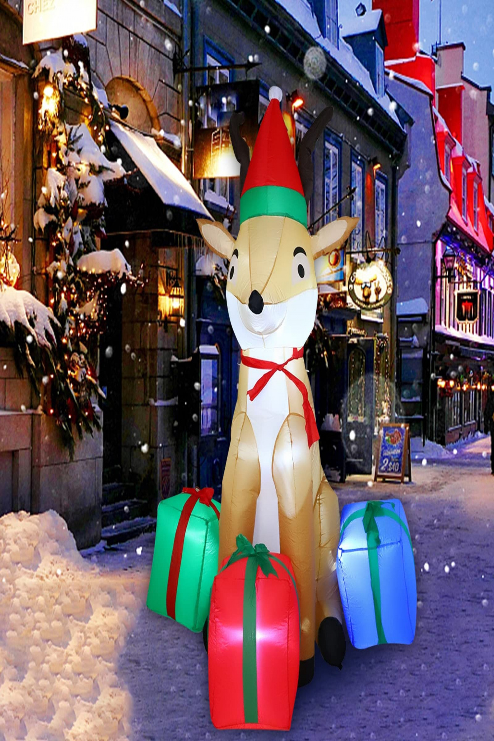 MorTime Inflatable Reindeer with Gift Boxes, Lighted Christmas