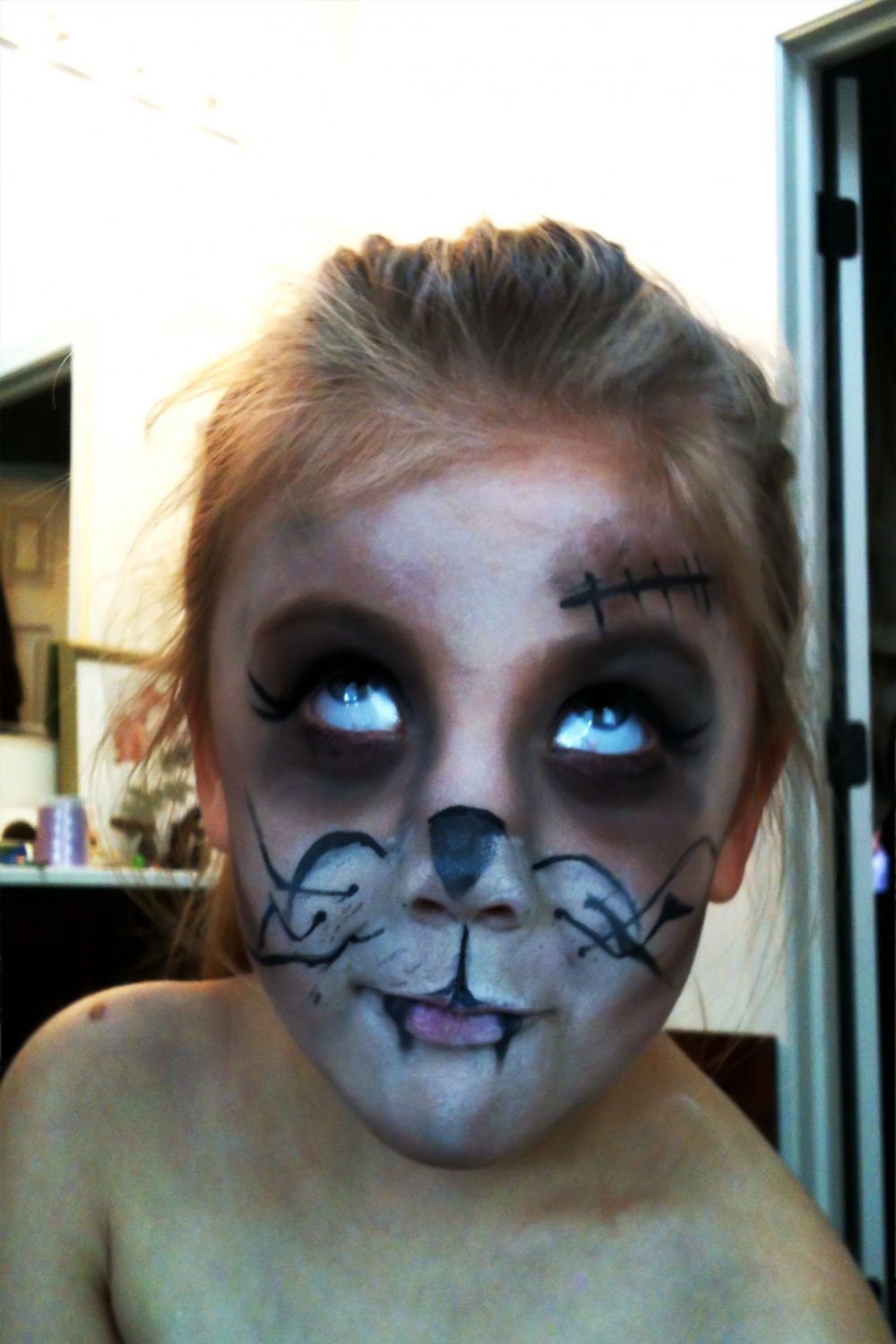 My first attempt at "zombie cat" make up  Halloween costumes