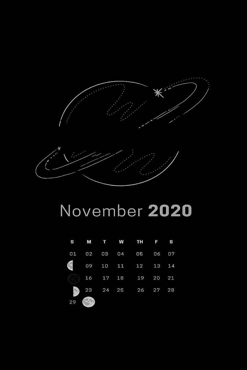 November  calendar wallpaper black and white  Calendar