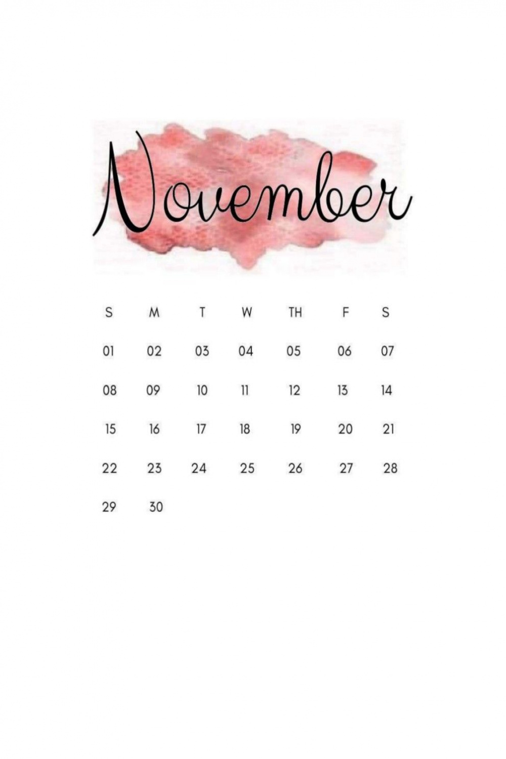 November watercolor calendar  November calendar, Birthday