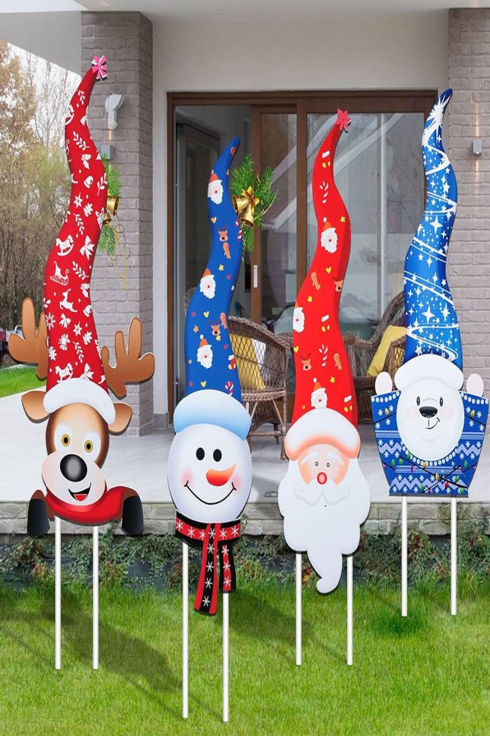 Pack of  Outdoor Christmas Yard Signs Xmas Yard Lawn Sign Snowman Santa  Yard Signs Christmas Winter Garden Decor with  Stakes for Home Yard Lawn