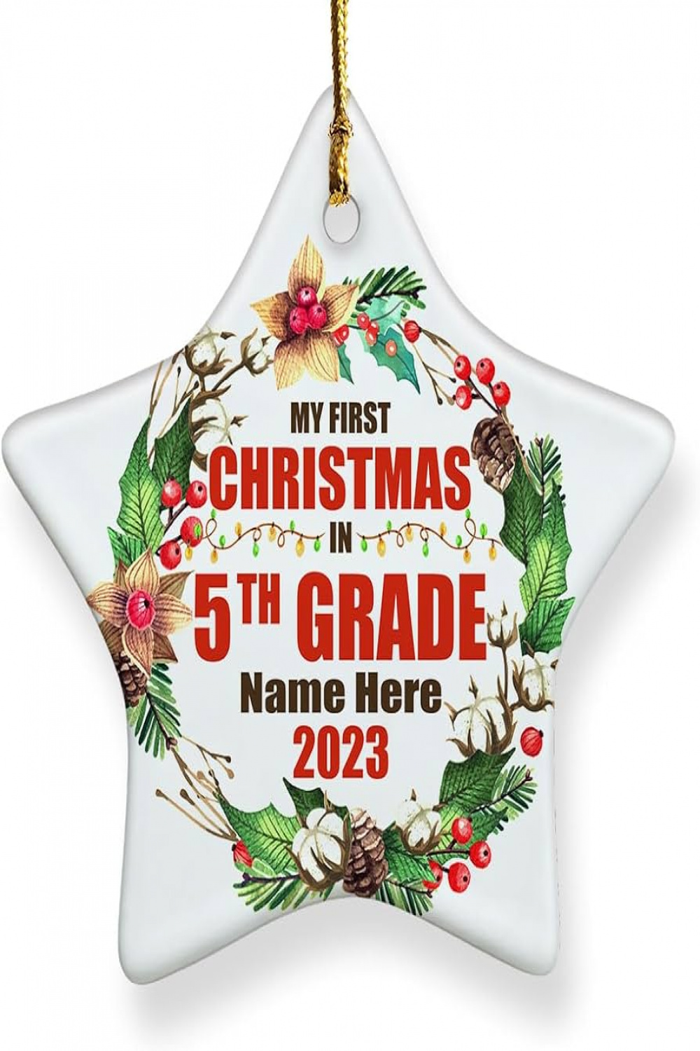 Personalized th Grade Ornaments My First Christmas Funny Gifts for  Students Teachers Girls Boys Daughter Son Back to School Xmas Holiday  Ceramic