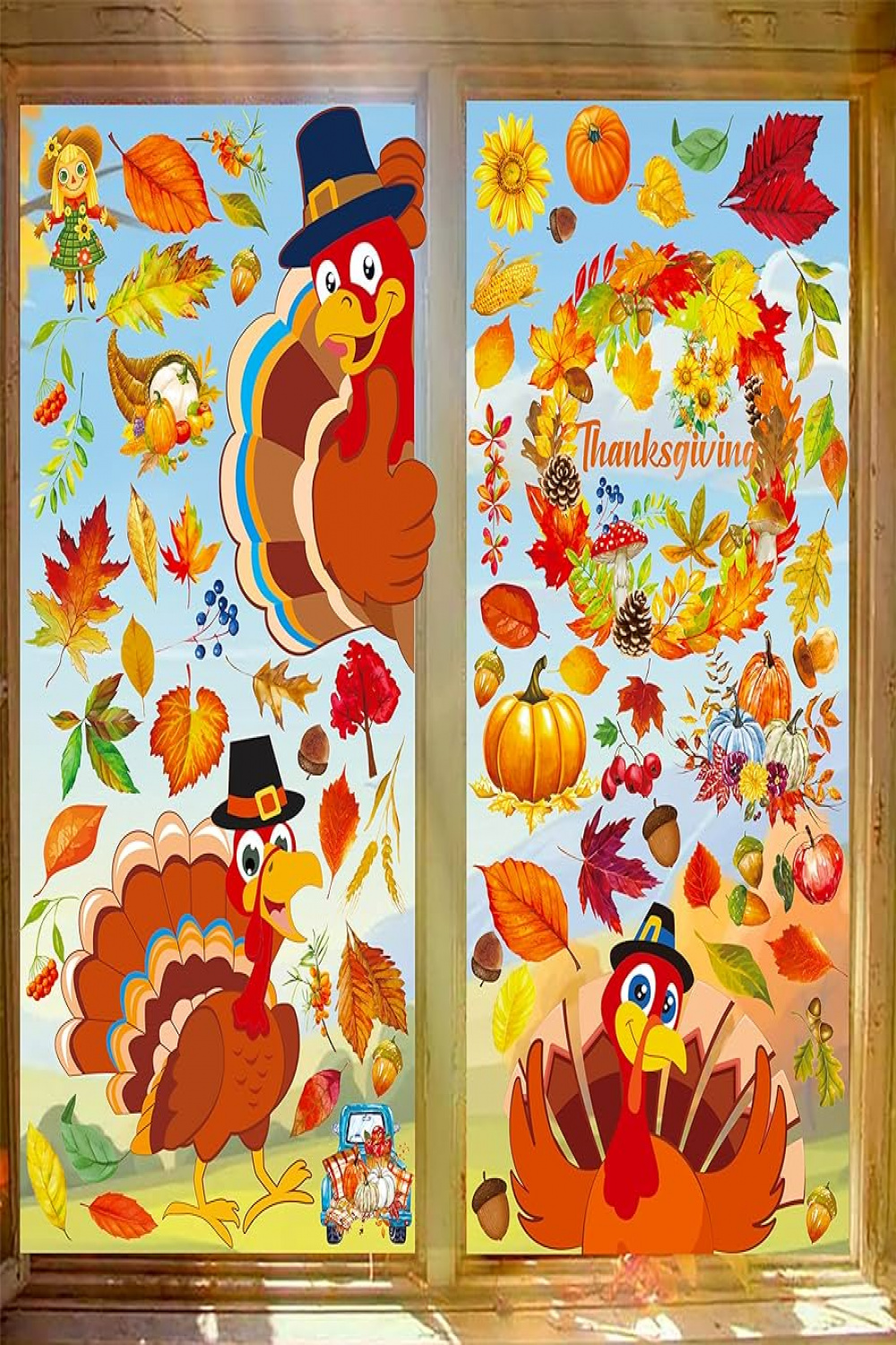 Pieces Autumn Decoration Thanksgiving Window Stickers - Autumn  Decorations for Home Autumn Leaves Turkey Stickers Party Supplies