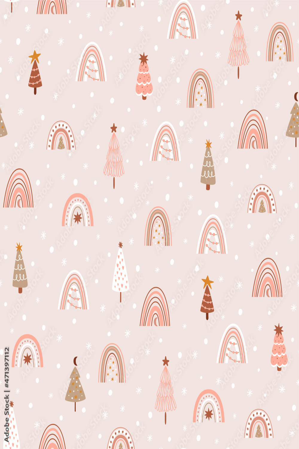 Pink christmas rainbows Christmas tree pattern