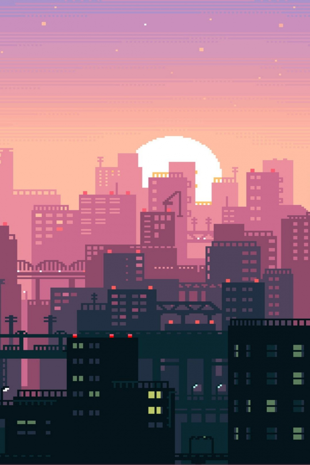 Pixel City iPhone Wallpaper  Pixel art background, Pixel city