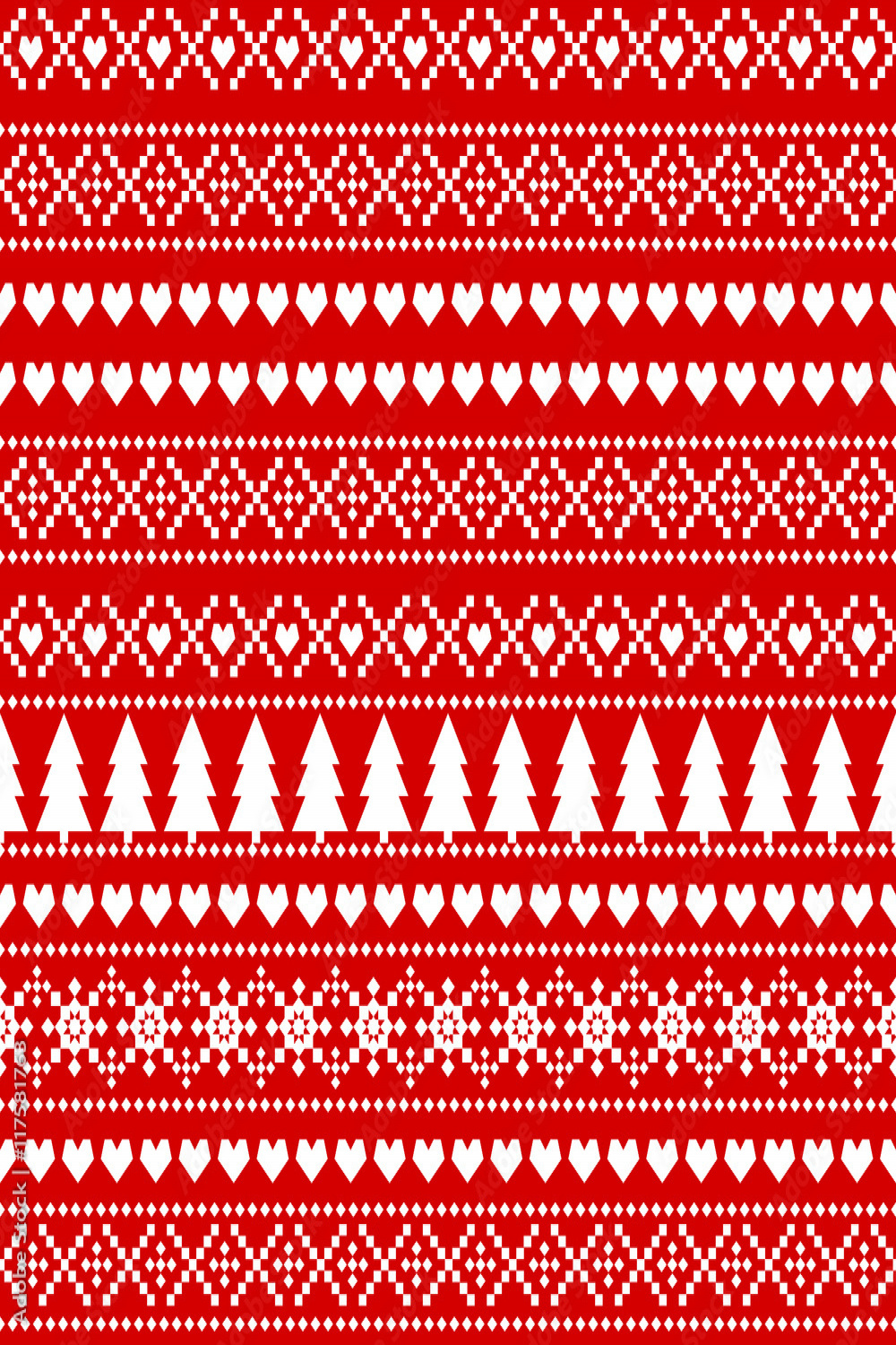 Seamless Christmas background, card - Scandinavian sweater style