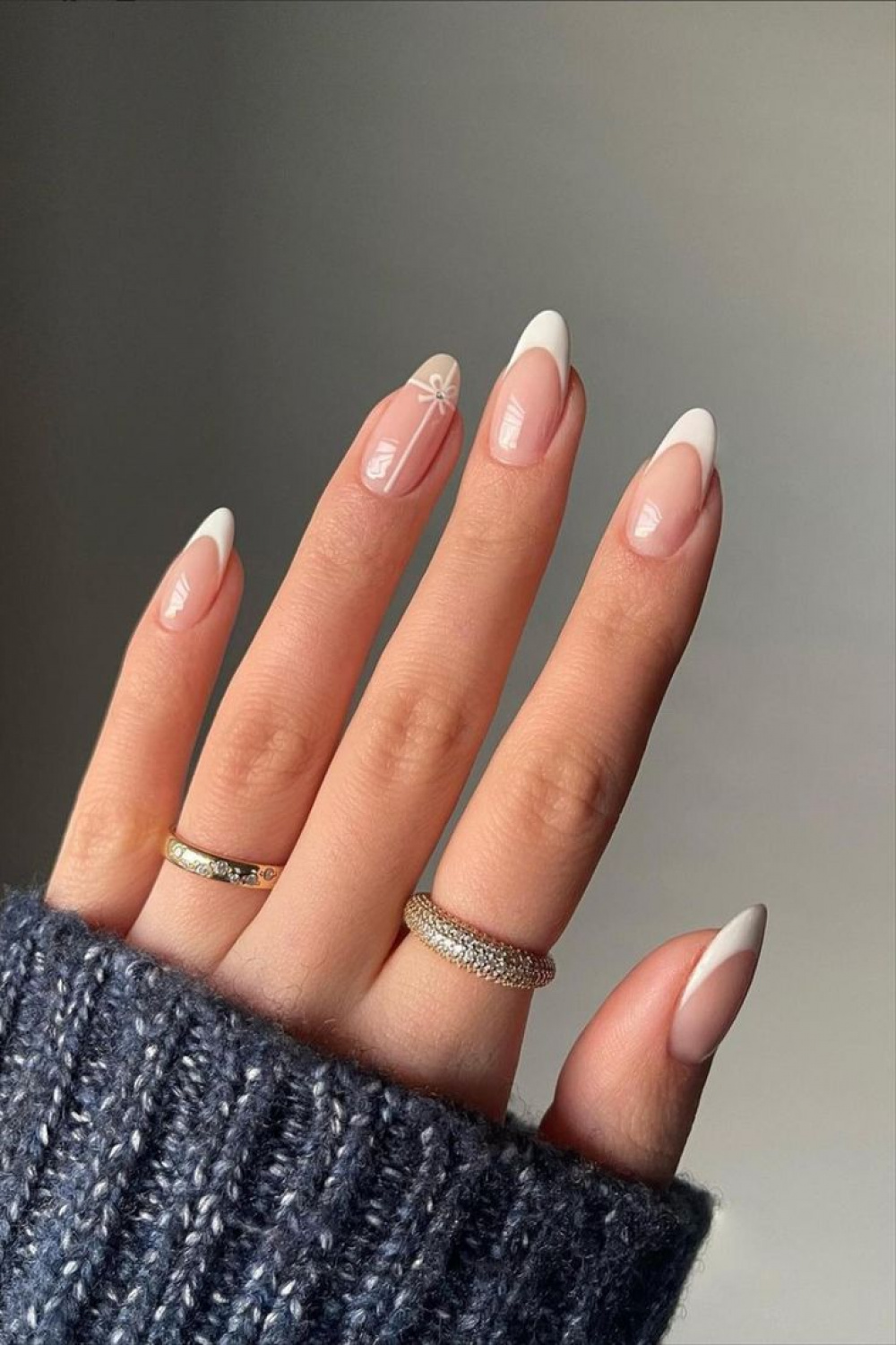 Simple Gel Winter nail  trends with almond-shaped nails