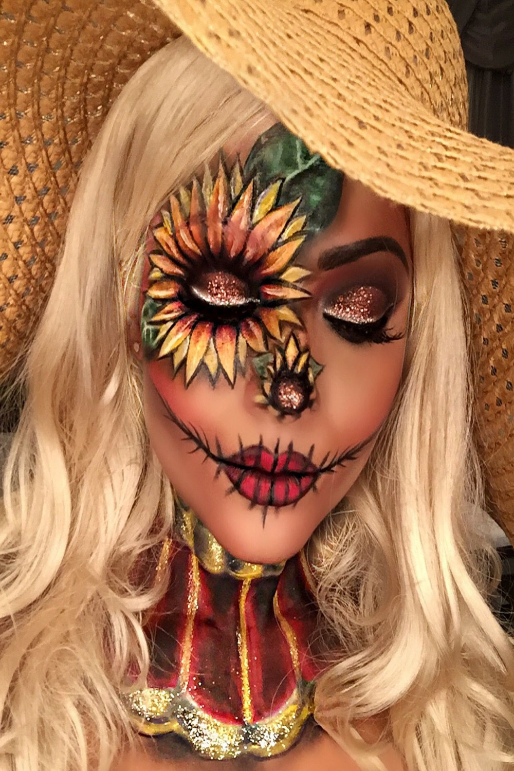 Sunflower scarecrow   Scarecrow halloween makeup, Halloween