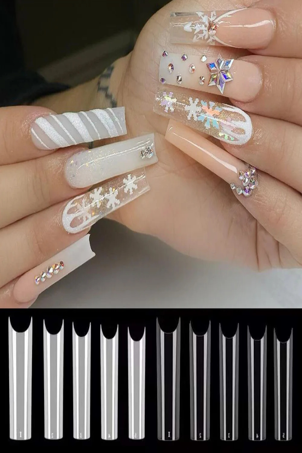 Teile/beutel XXL C Kurve Gerade Nail art Extra Lange Platz  Klar/Natürliche Gefälschte Nägel Halb Cover Künstliche Falsche nägel Tipps  Tc #