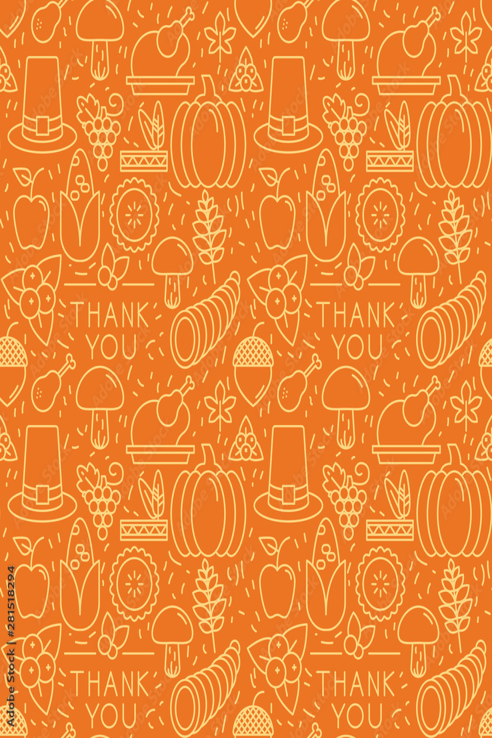 Thanksgiving elements on orange background