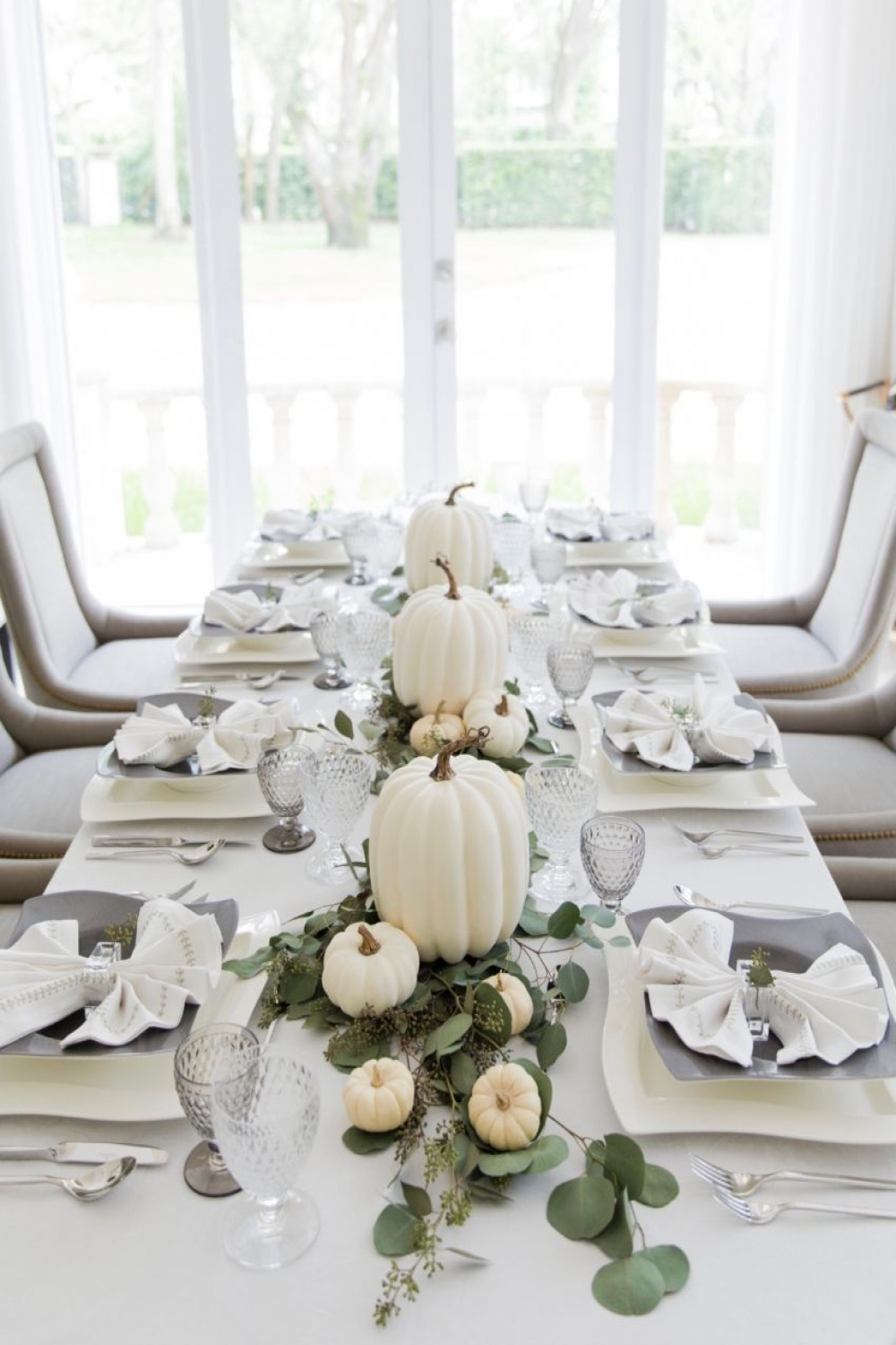 Thanksgiving White Pumpkin Tablescape (Fashionable Hostess