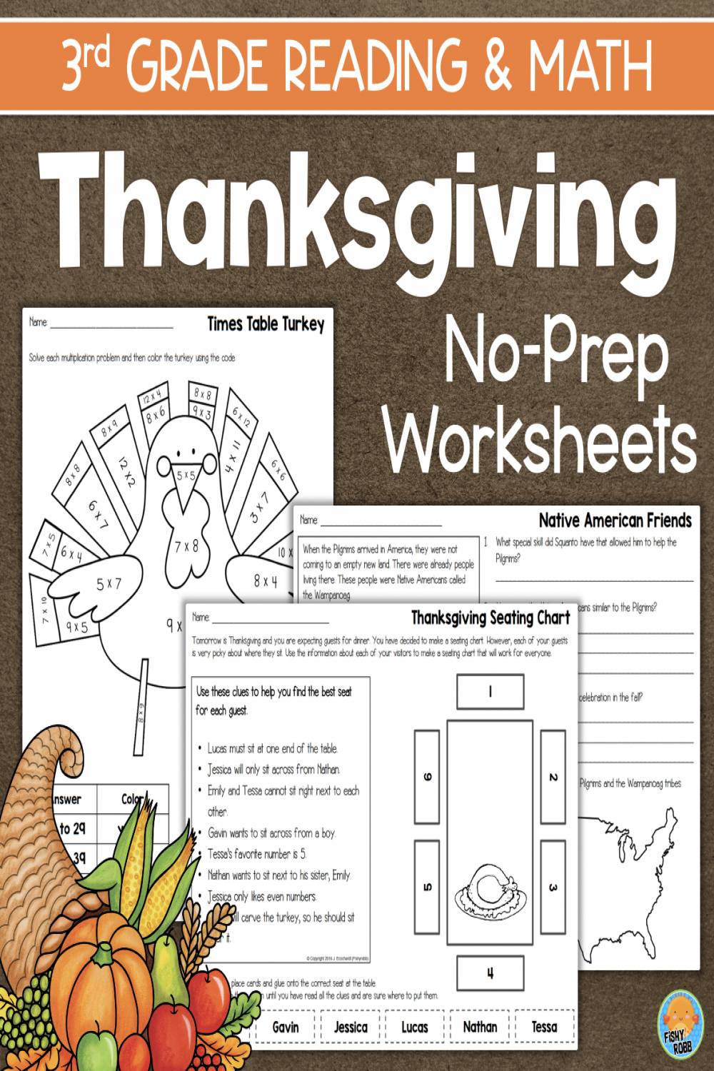 Third Grade THANKSGIVING Math & Reading Activities  Made By Teachers