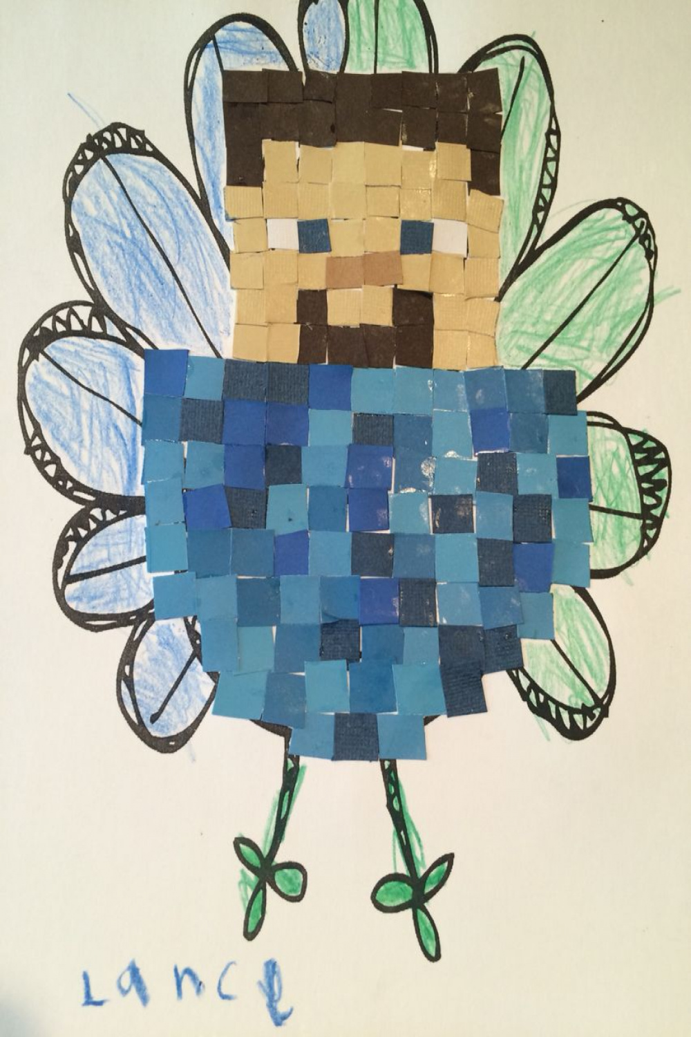 Turkey disguised as Minecraft Steve (kindergarten project