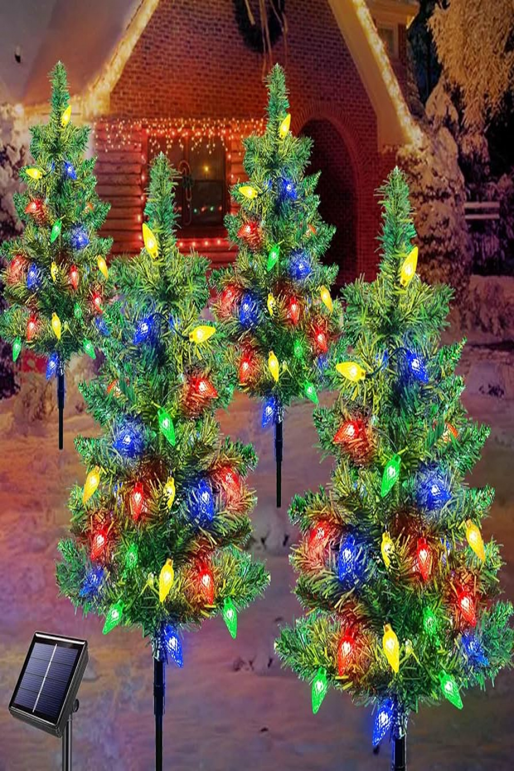 Upgraded Set of  Solar Christmas Tree Lights Outdoor  LED Solar  Christmas C Strawberry Fairy Lights for Outdoor Yard Graveyard Christmas