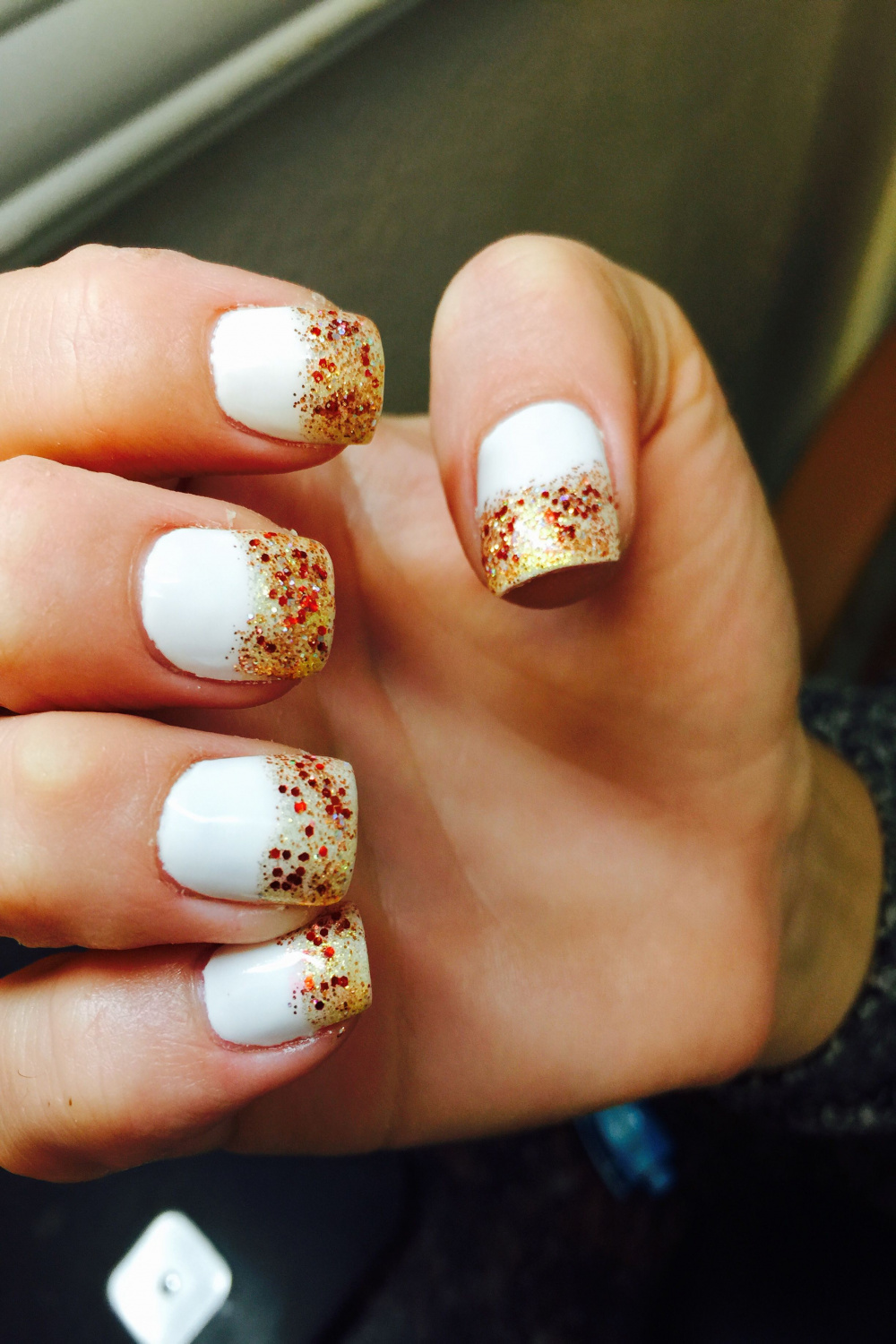 White nails#color ful tips nails#nails art#thanks giving season