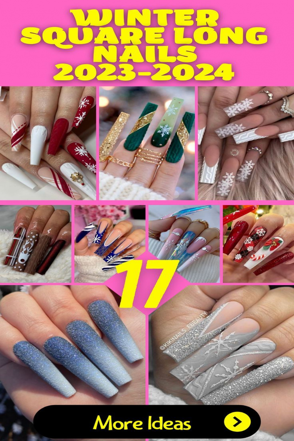 Winter Square Long Nails -:  Stunning Ideas