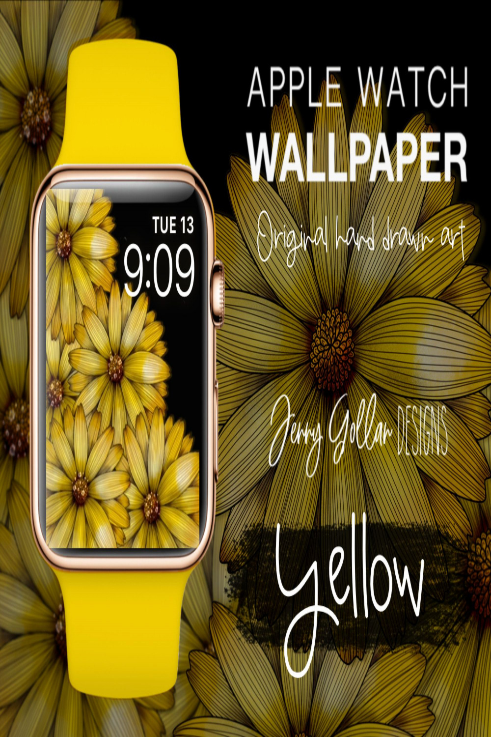 Apple Watch Wallpaper Yellow Flower Orignal Art for Your Apple