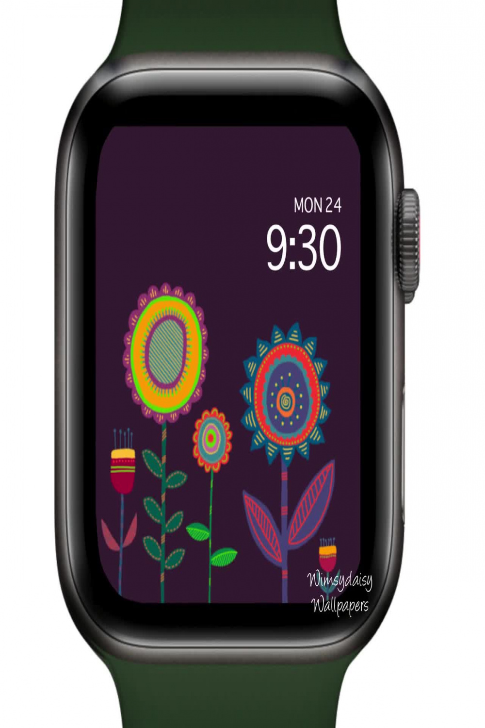 Apple Watch Wallpaper Zen Doodle Flowers, Bohemian Floral Watch, Wonky  Flowers, Boho Apple Watch Face Purple