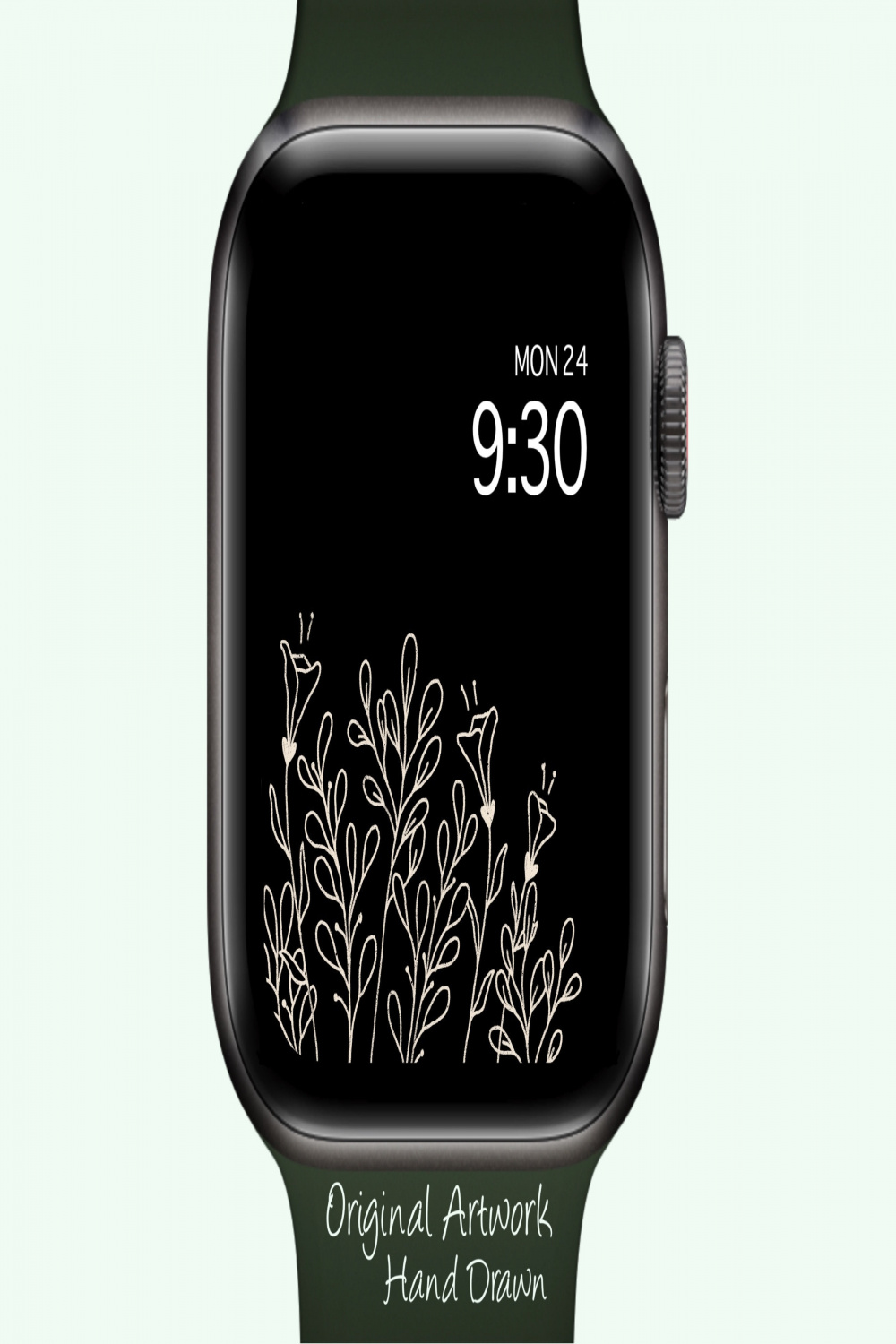 Apple Watch Wallpaper Zwarte bloemdoodle witte - Etsy Nederland