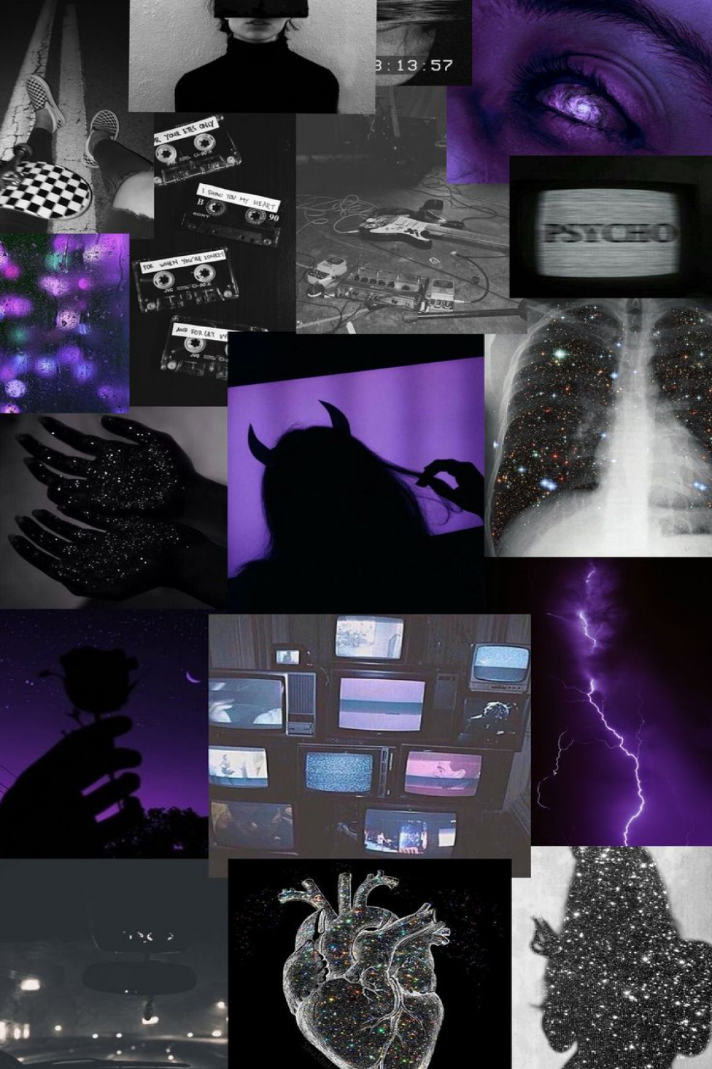 black and purple grunge collage wallpaper  Aesthetic iphone