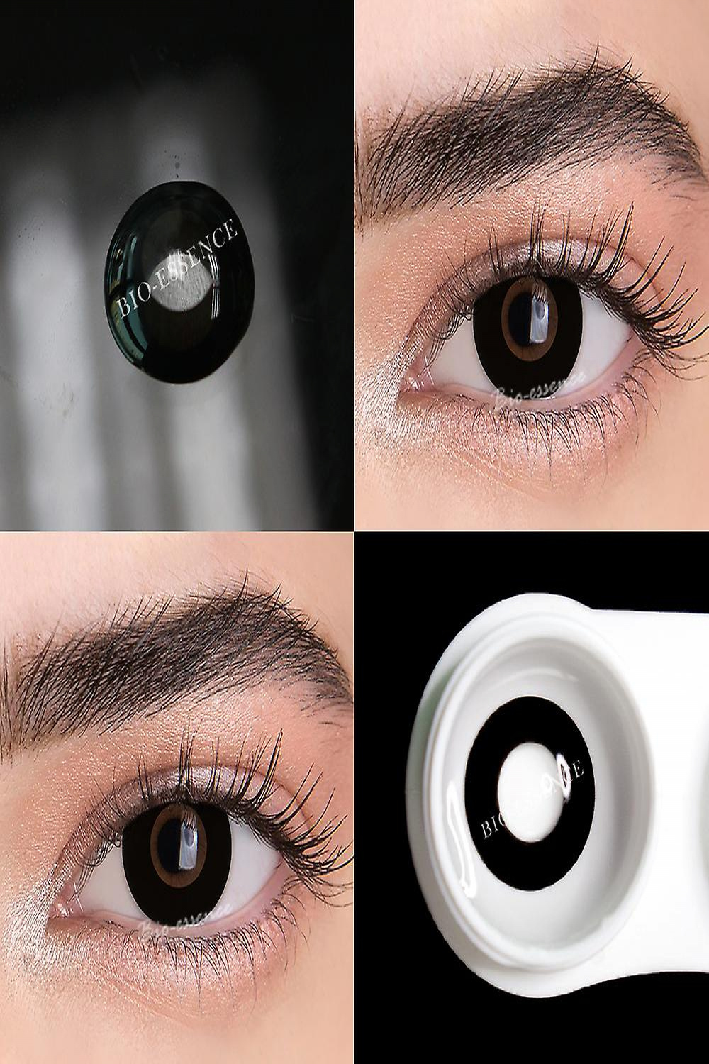 Black Block  Pair Contact Lenses For Eyes Cosplay White Lense Colored  Lenses Cat Eye Anime Lenses Halloween Makeup Black Lens Hk