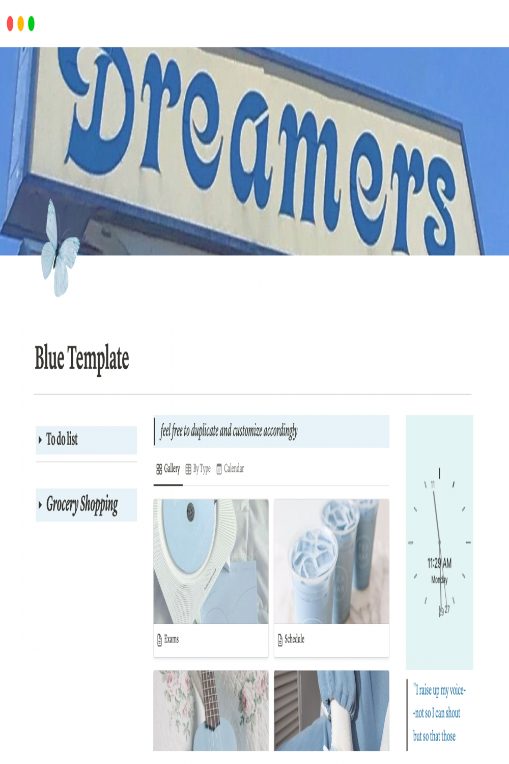 Blue Template  Notion Template